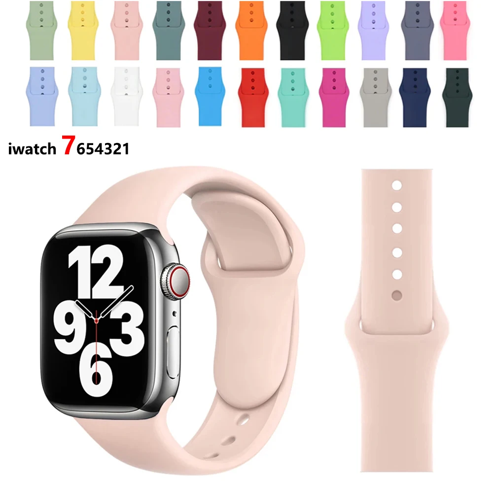 Silicone Strap For Apple Watch band Series Se 6 5 4 3 2 1 38mm 42mm 44mm 40mm Smart Bracelet Sport Watchband iWatch 7 45mm 41mm
