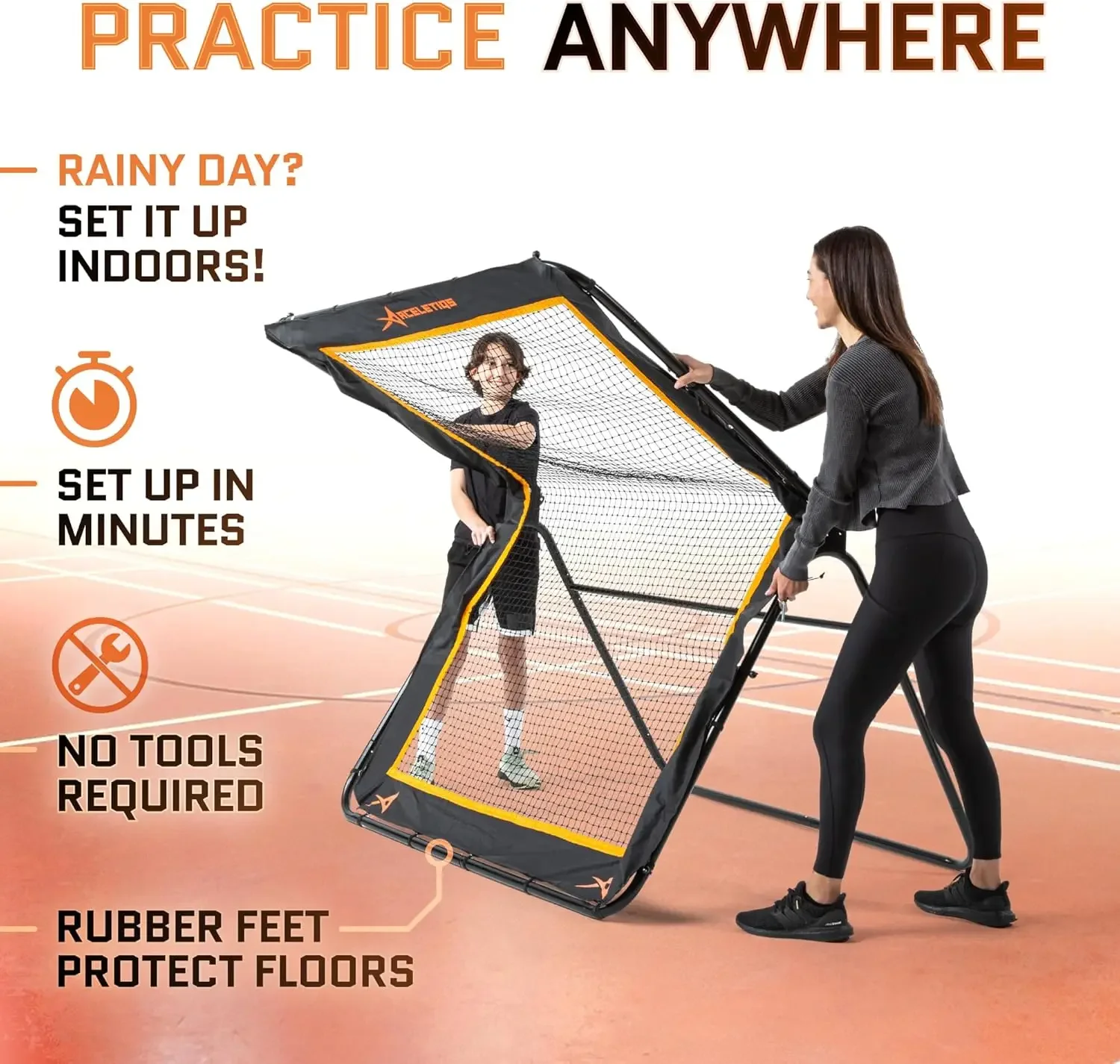 Lacrosse Rebounder for Backyard 5x7 Feet Baseball Rebounder Volleyball-Lacrosse Ball Pitchback, Throwback,
