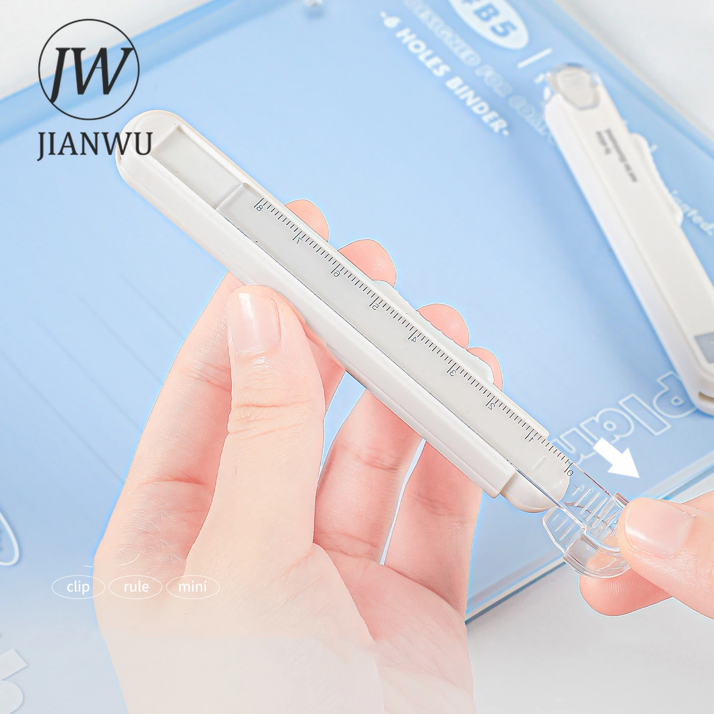 JIANWU 다기능 투인원 가위 눈금자 유틸리티 나이프 저널 재료 절단 도구 크리 에이 티브 학생 용품 편지지