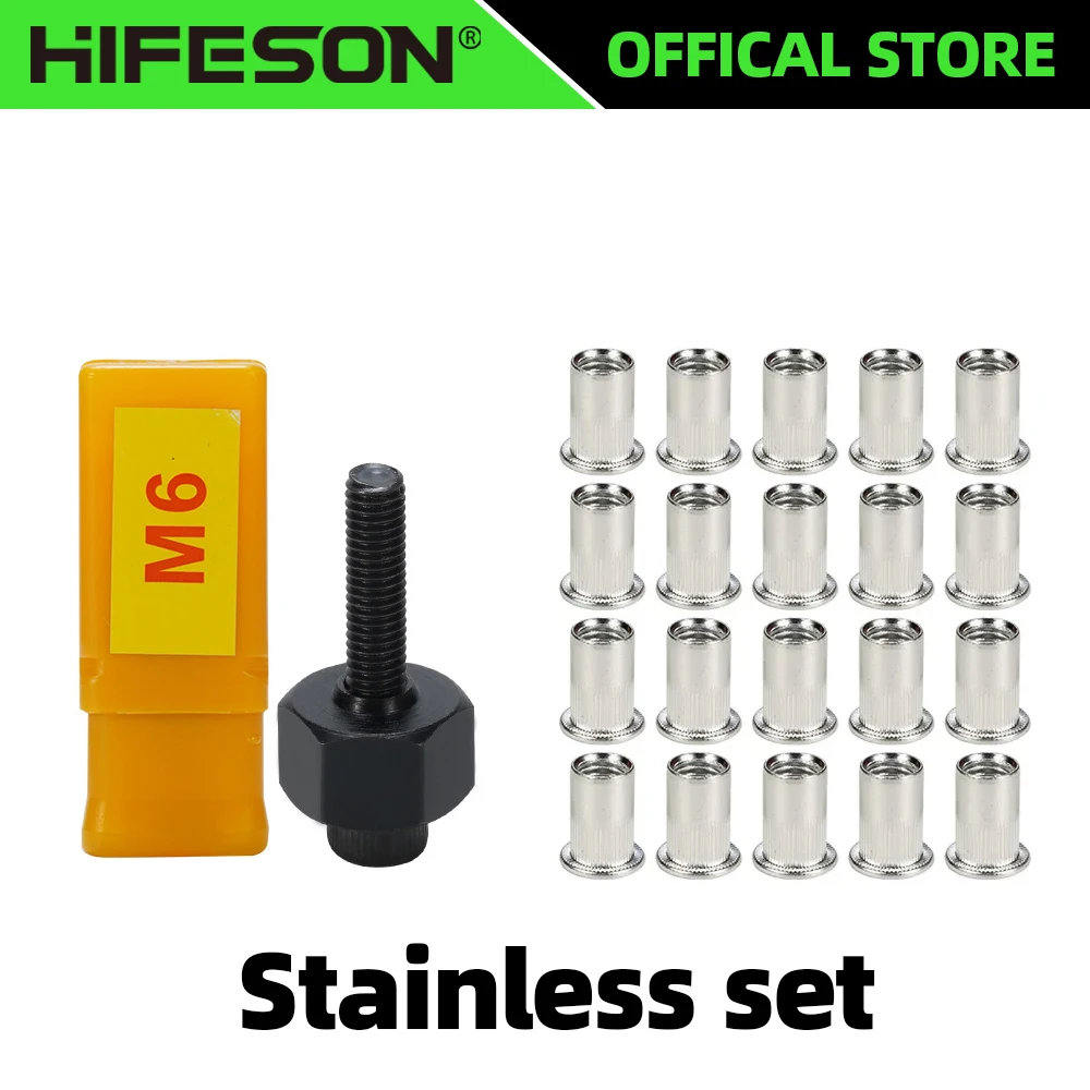 Hand Rivet Nut Gun Stainless Nuts Set 21pcs M3 M4 M5 M6 M8 M10 for Riveting