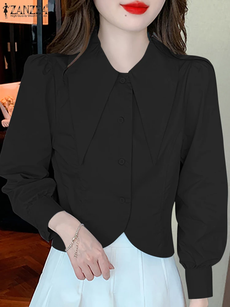 

ZANZEA Fashion Solid Color Shirt Autumn Elegant OL Blouse Woman Long Sleeve Lapel Neck Blusas Female Casual Button Chemise 2023