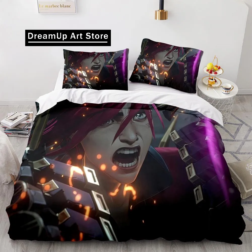 Arcane Anime Game Jinx Bedding Set Bedding Set Cute Quilt Cover Bed Cover With Pillowcase Twin Single Queen King Size Boys Adult 2