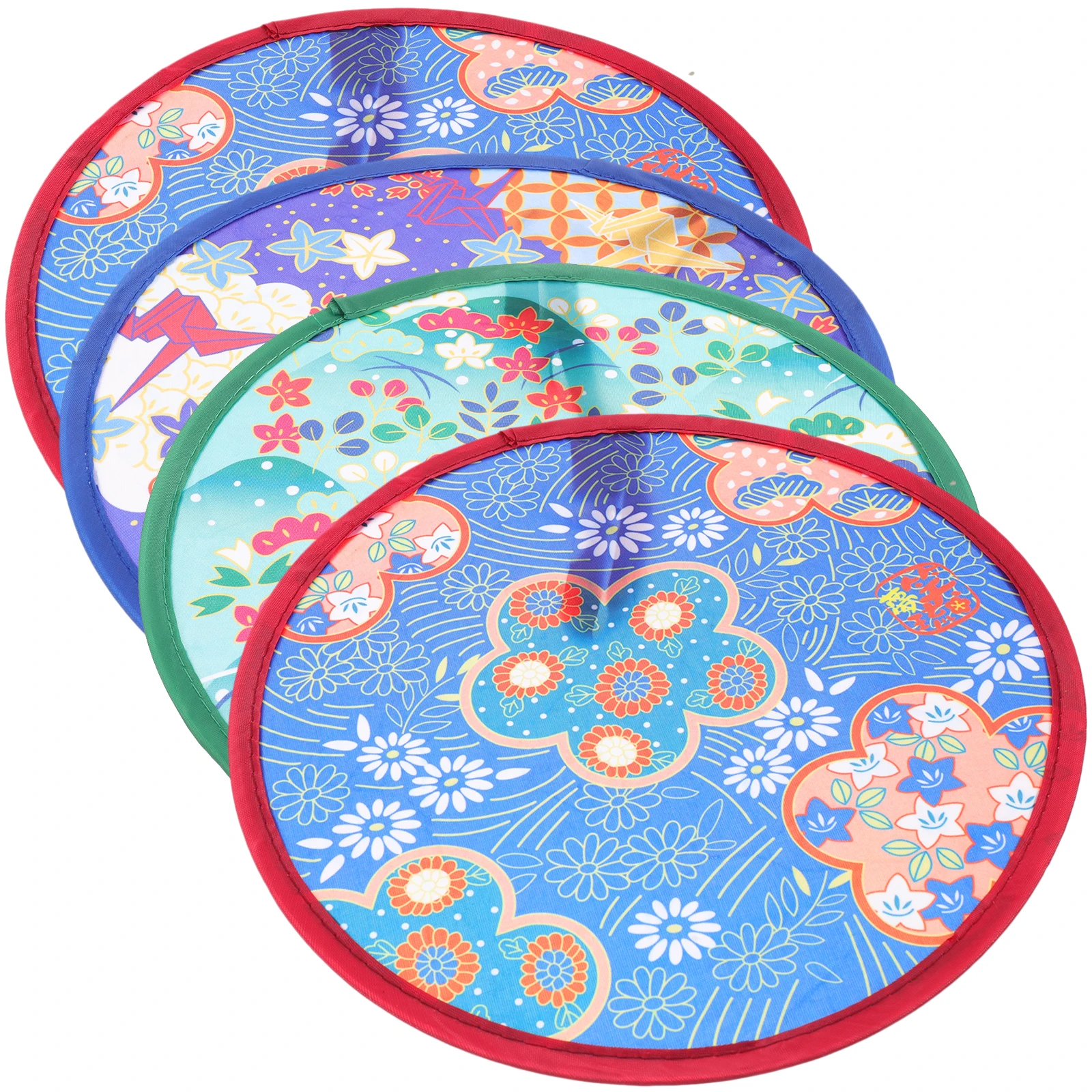 Folding Fan 4pcs Outdoor Playset Dance Paddle Handheld Circular Children Traditional Style Round For Woman