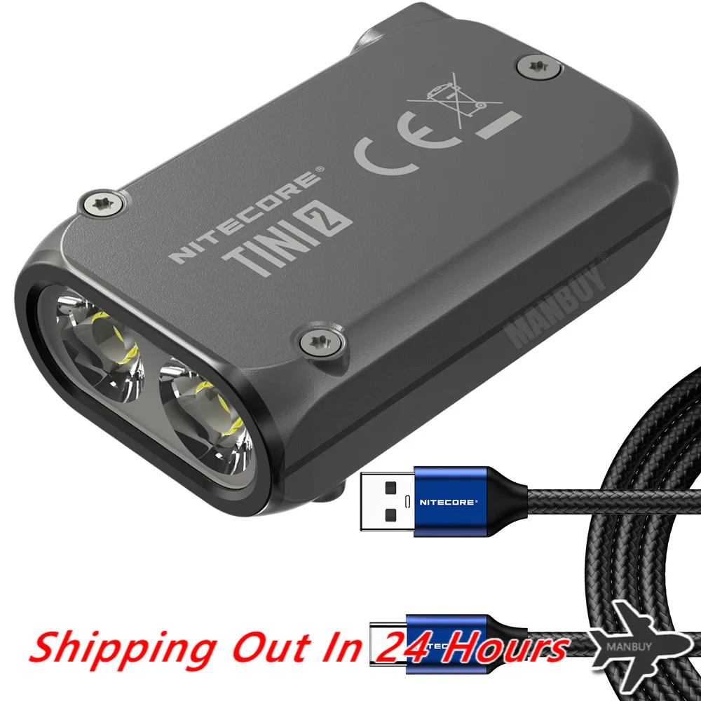 

2023 Nitecore TINI2 Keychain Flashlight + UAC20 Type-C Cable 500LMs Built-In Battery Rechargeable Pocket light Outdoor Daily EDC