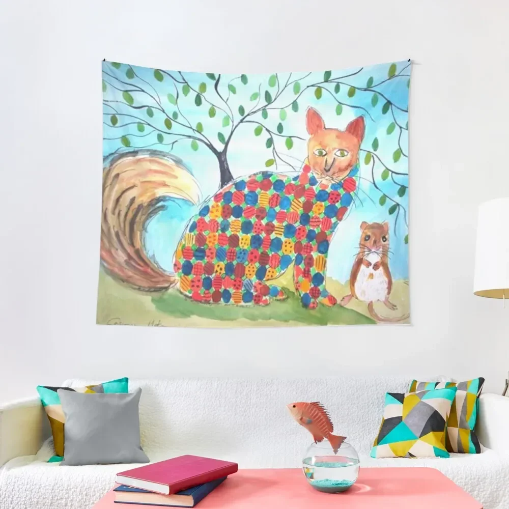 

Patchwork Cat and Mouse Tapestry Decor Home Home Decoration Accessories Aesthetics For Room Bedroom Decor Tapestry