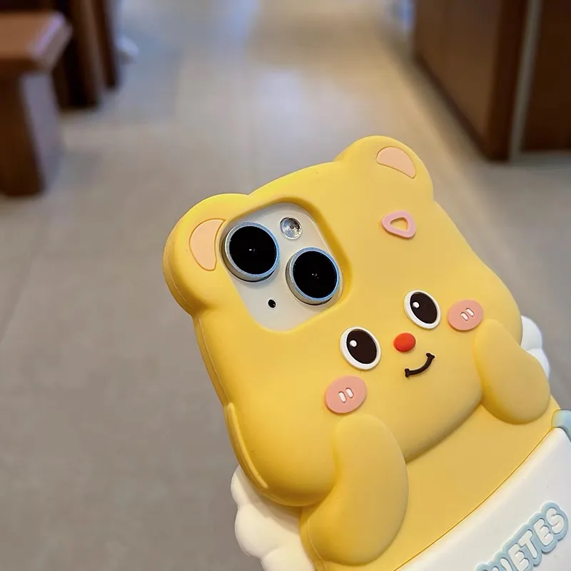 Butter Bear Wing Cartoon Silicon Couple Gift Back Phone Case