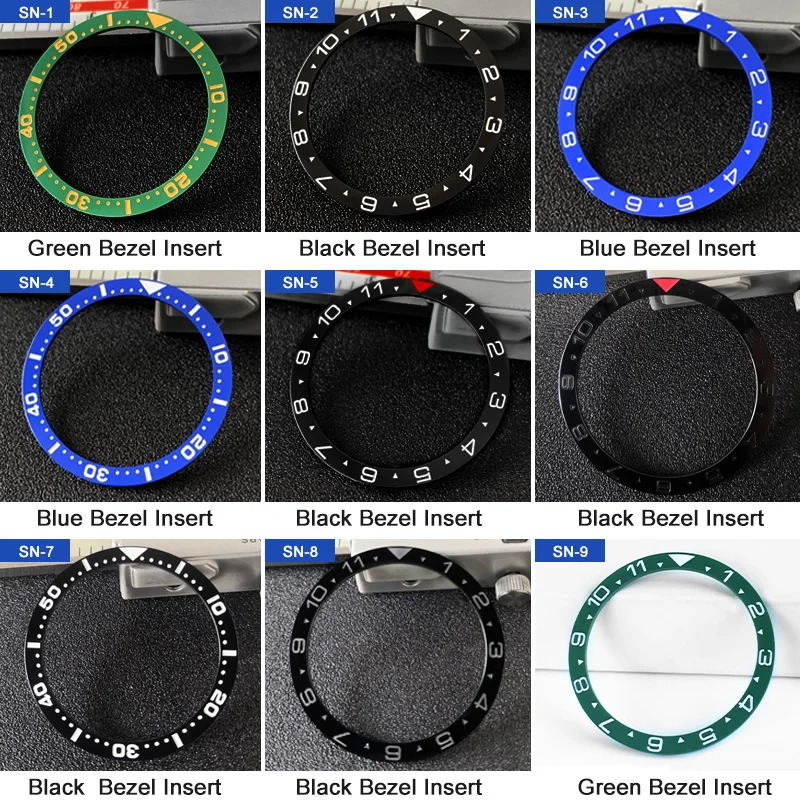 Green Black Blue Flat ceramic bezel insert38*31.5mm  For Seiko SKX007 SKX009 SKX011 MOD watch parts