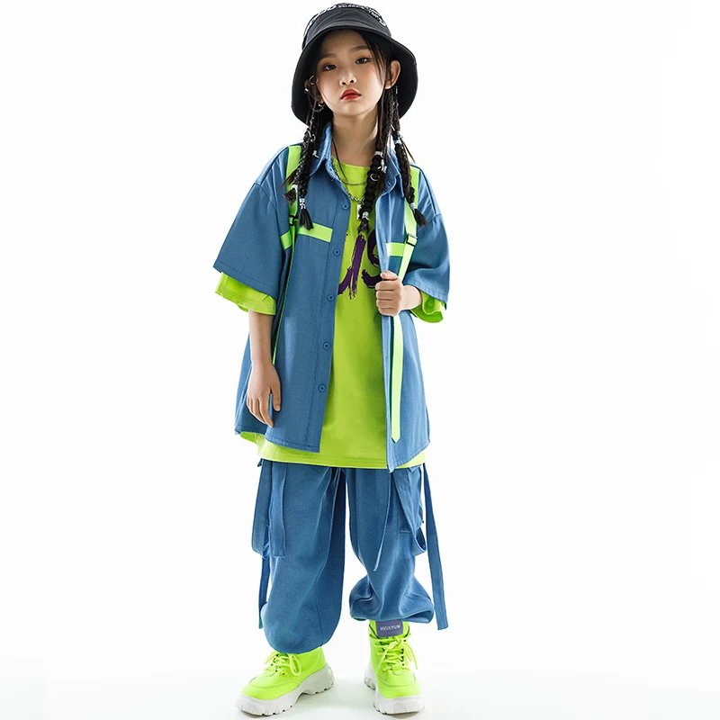 New Ballroom Hip Hop Dance Costumes For Kids Loose Hiphop Kpop Outfits Girls Group Jazz Performance Stage Clothes DN15308