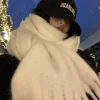 1PC Solid Color Imitation Wool Scarf Women Luxury Thick Shawl Wraps Winter Warm Long Tassel Hijab Foulard Femme Scarves 230*37cm 6