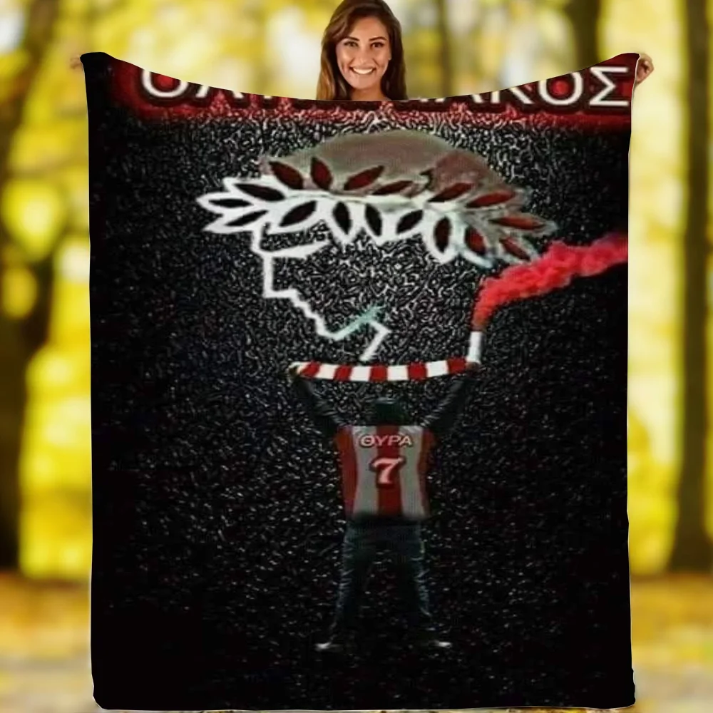Olympiacos Club Logo Luxury Throw Blanket for Sofa Decoration Plaid Blankets and Throws Knee Blanket King Size Home Interior 3