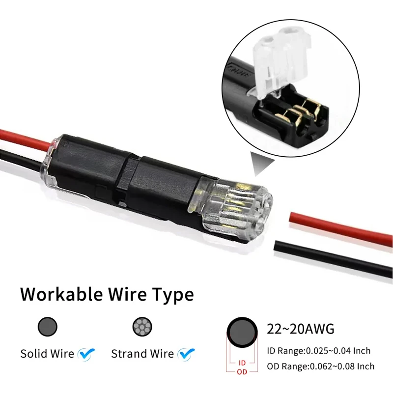2 Pin Wire Connector Waterproof Fast Plug Car Electrical Connectors Wire Cable Automotive Strip Terminal Connection 30-1Pcs Plug Connectors