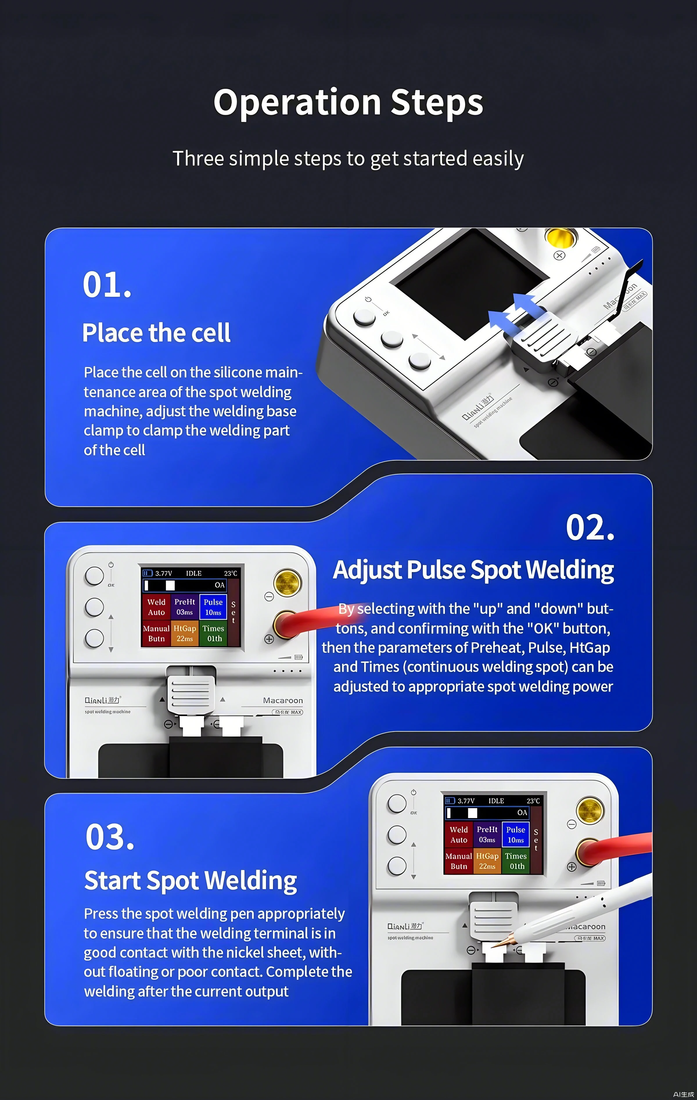 Macaron Spot Welding Machine Portable Double pulse spot welding Integrated Mobil