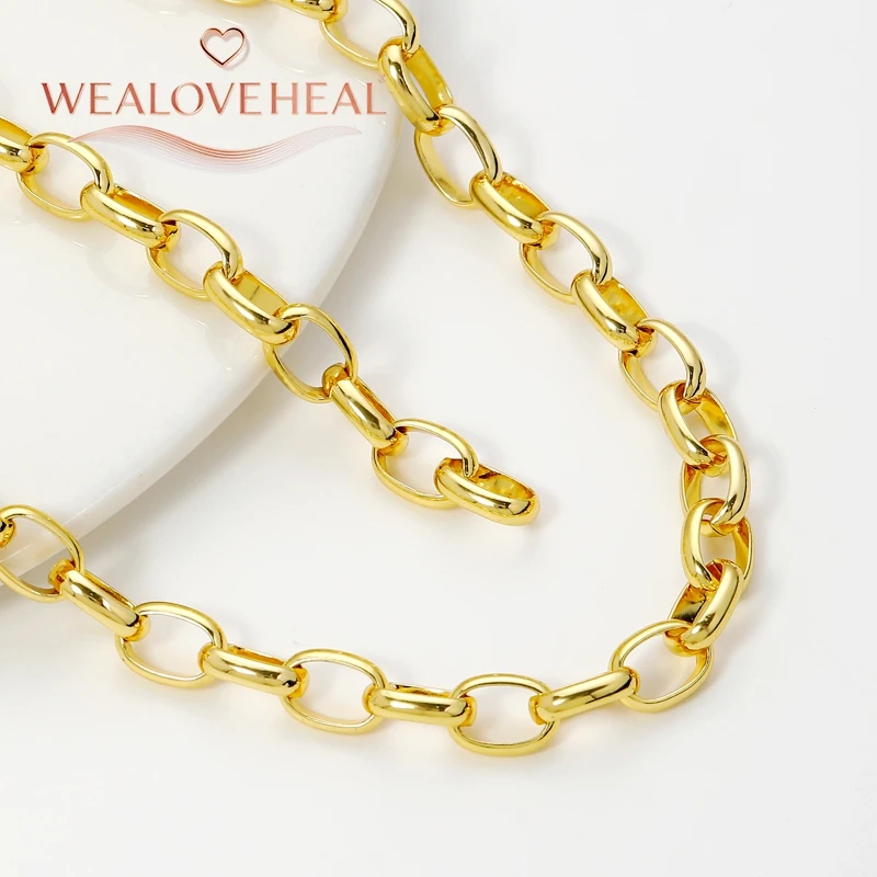 18 Karat vergoldetes Metall, große ovale Form, klobige Kette für die Schmuckherstellung, DIY-Halskette, Armbandherstellung, Kettenkomponenten im Großhandel – Detail 18