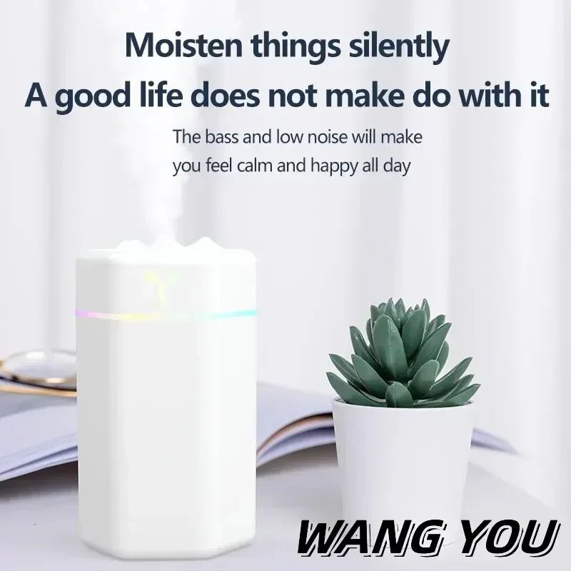 Compact USB-Powered Humidifier with LED Mood Lighting - Cool Mist Aroma Diffuser