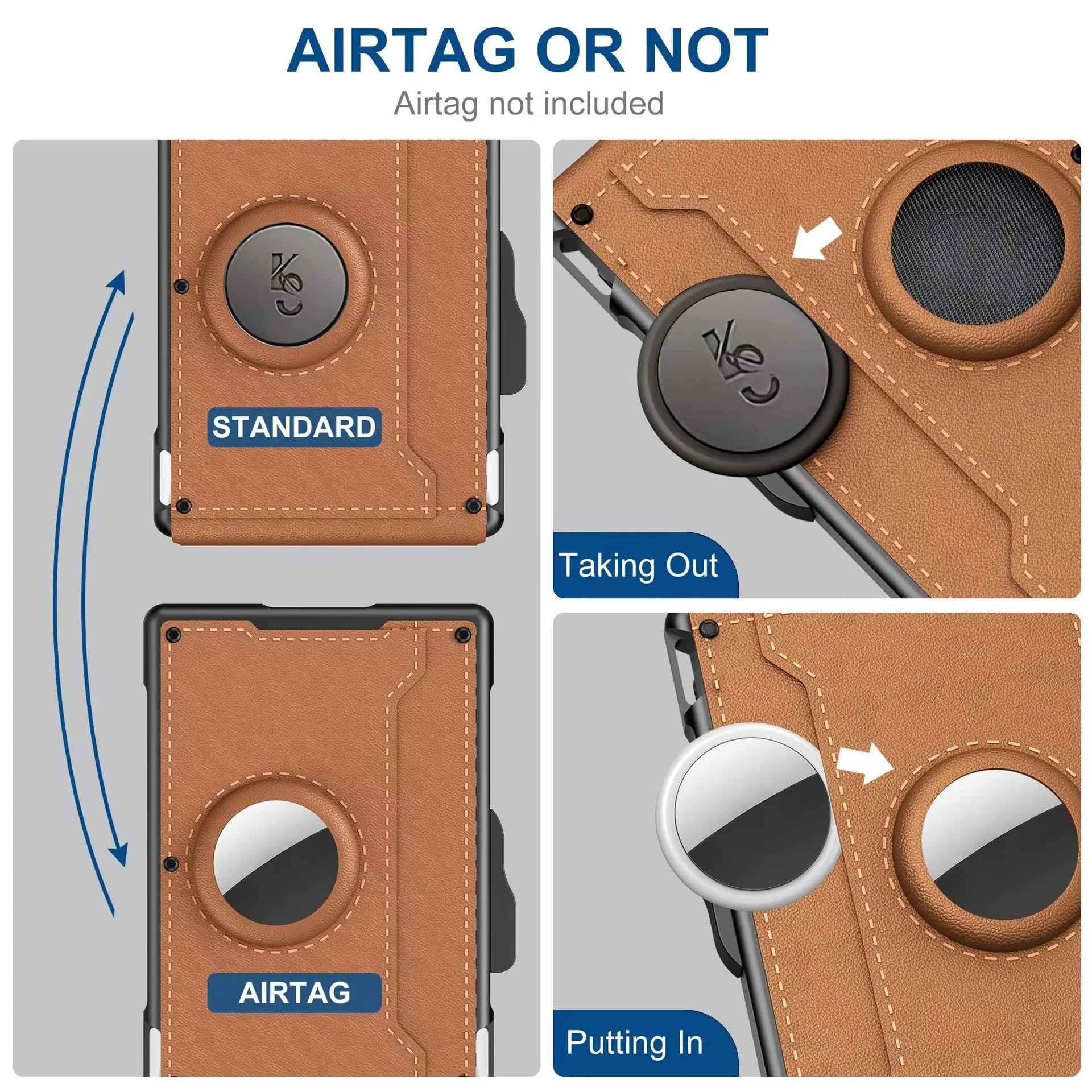 Men's Pop-Up Aluminum Carbon Fiber RFID Blocking Wallet with AirTag Slot