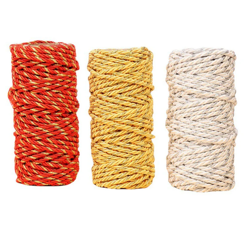 2yards 7mm Cord Rope Golden Base Braided PU Leather Thread String