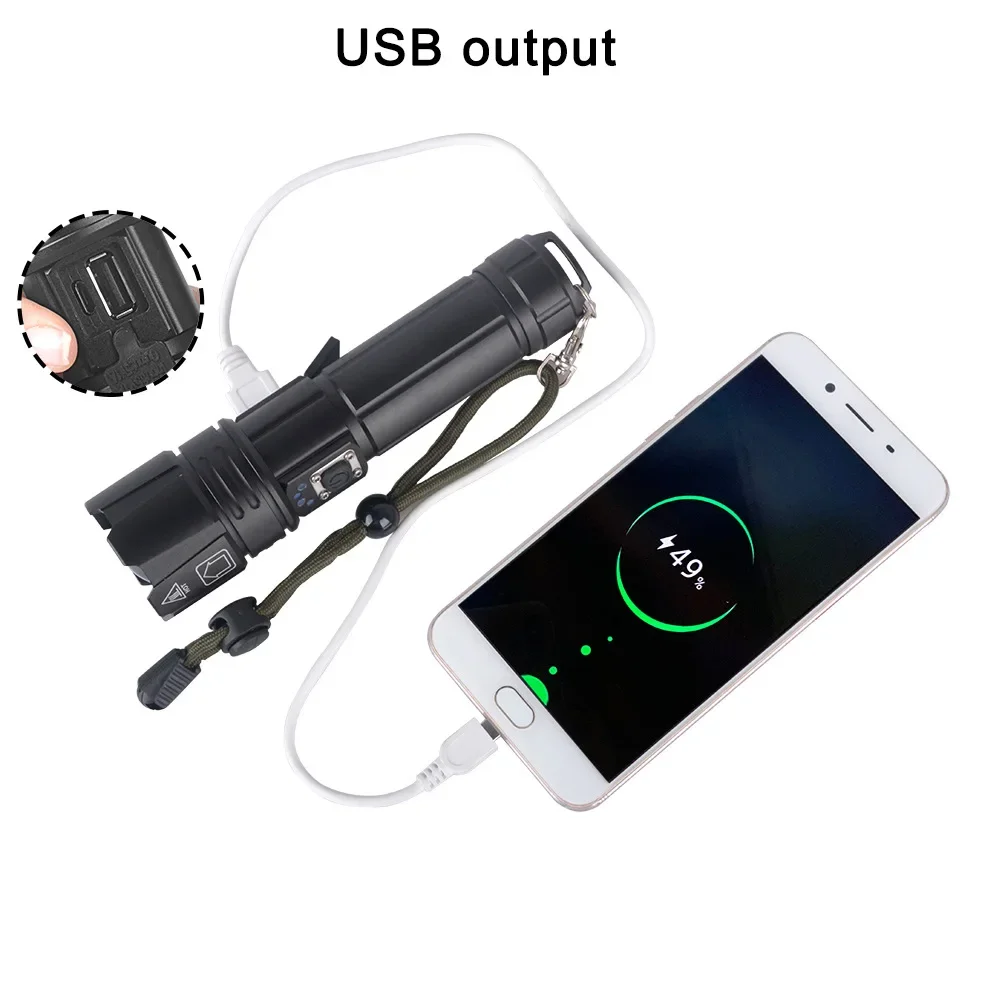 Description Picture 6 of itemStrong LED White Laser Flashlight Multi Functional Rechargeable Outdoor Portable Long Range Aluminum Alloy Tactical Flashlight