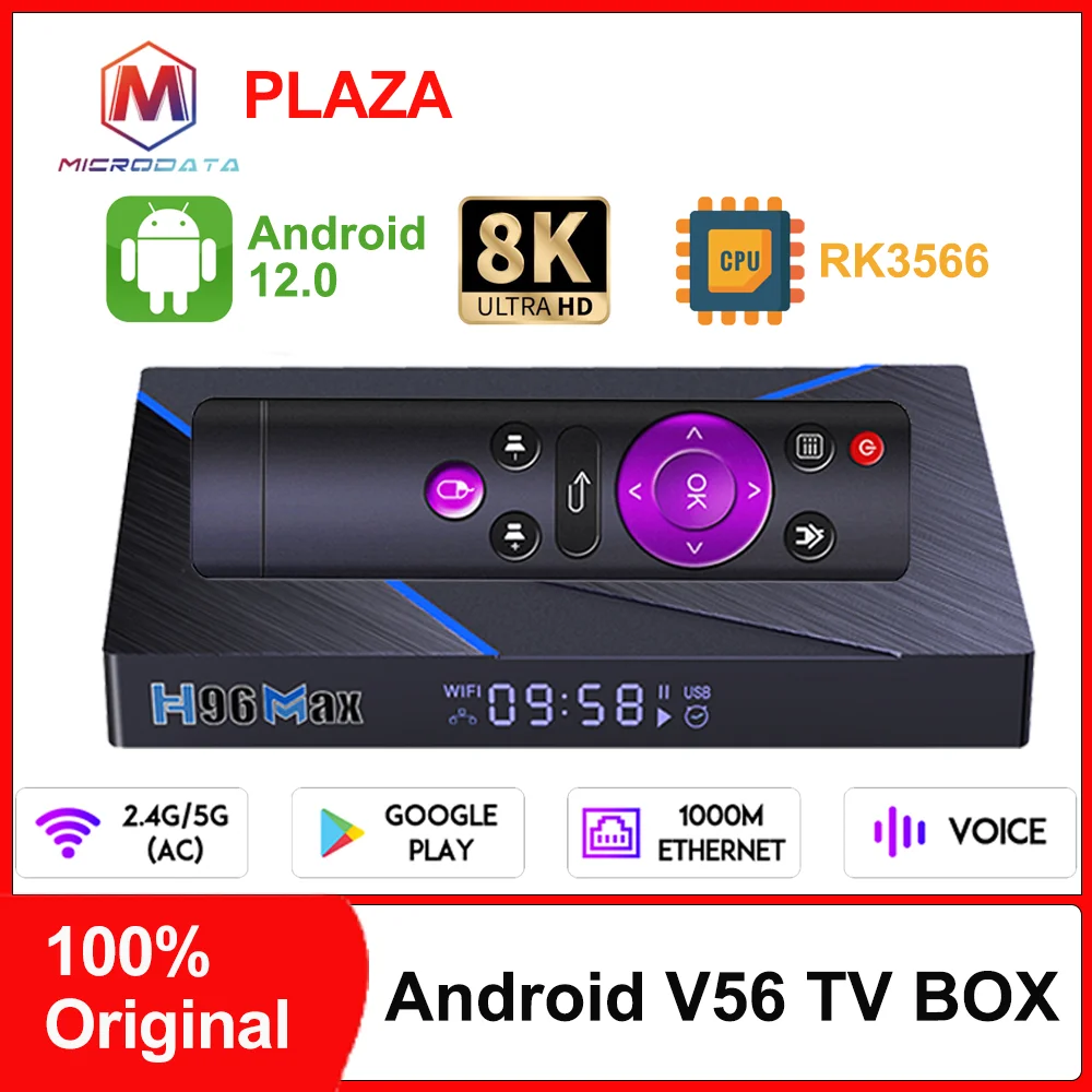 H96 Max V56 Smart TV Box Android 12 RK3566 Quad Core 64bit 1000M ...