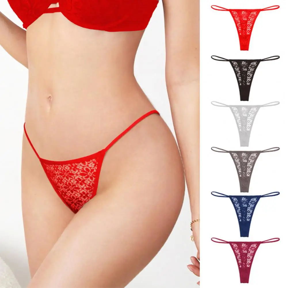 

Women's Thong Sexy G-string Lace Thin Soft Lady Underpants Solid Color Thongs S M L Size T-back Strappy Sleep Panties Briefs