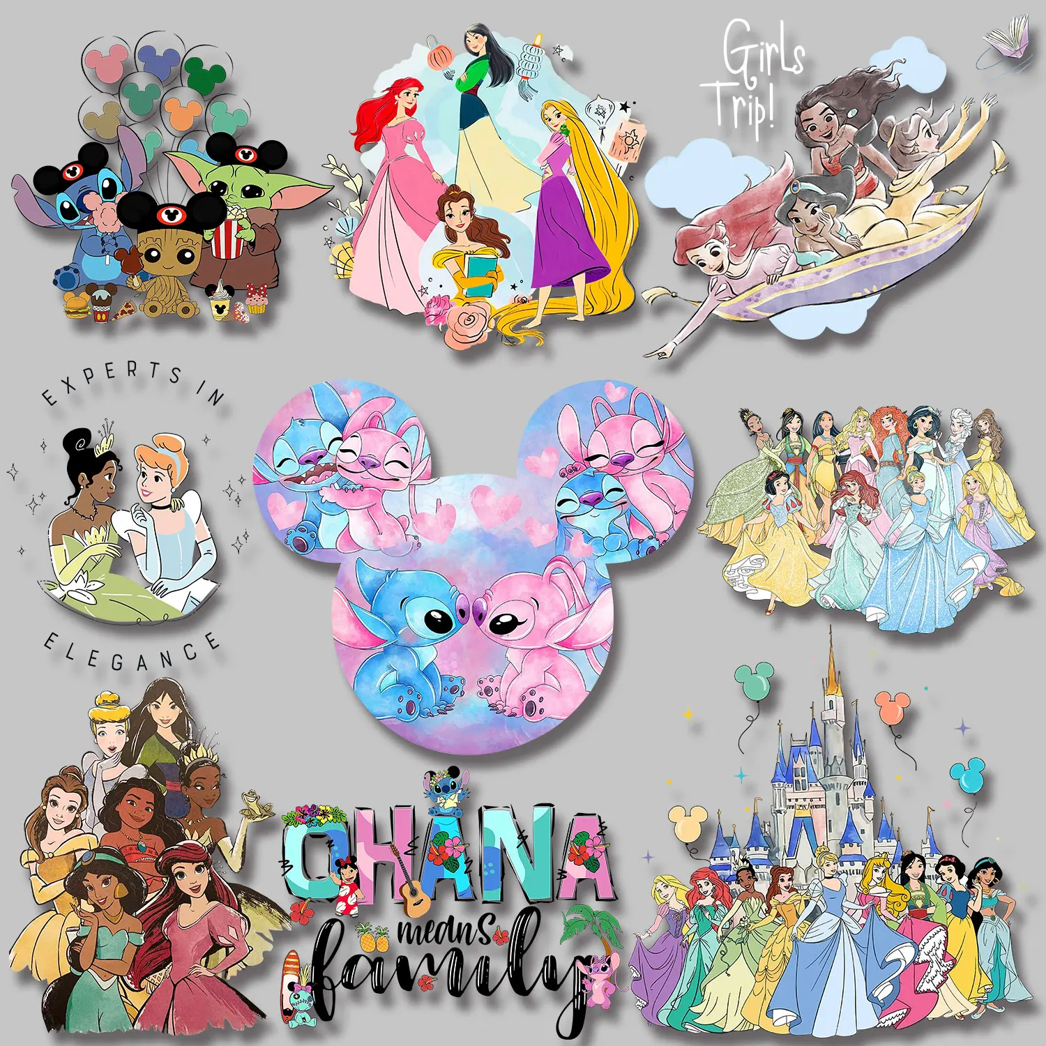 

Castle Princess Mickey Mouse Clubhouse Stitch Iron on Patches Applique for Cloth Easy to Use DIY Decoration