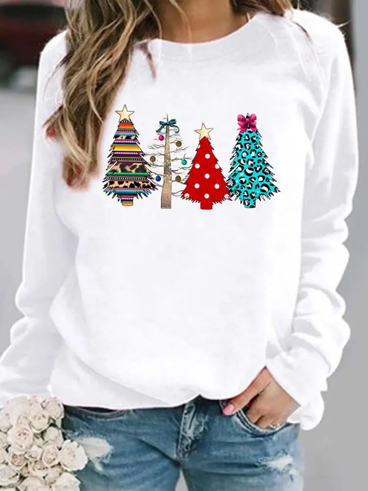 

Lovely Tree Trend Cute 90s Merry Christmas Clothing New Year Women O-neck Ladies Fleece Pullovers Casual Graphic Sweatshirts