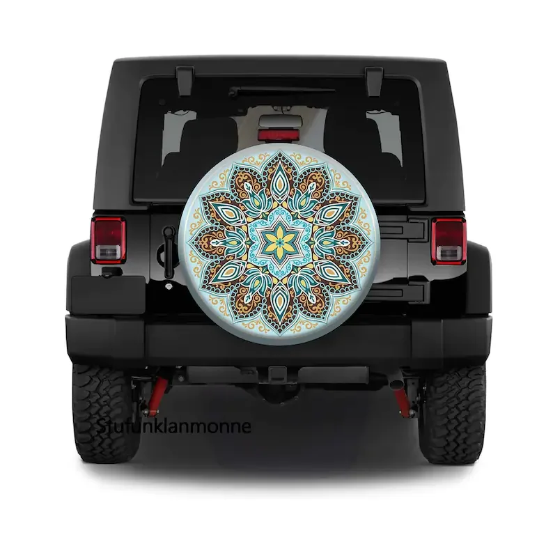 

Boho Tire Cover Mandala Car Decoration Travel Accessories Christmas Gift for Lovers Custom Personalized Car SUV Tire Cover