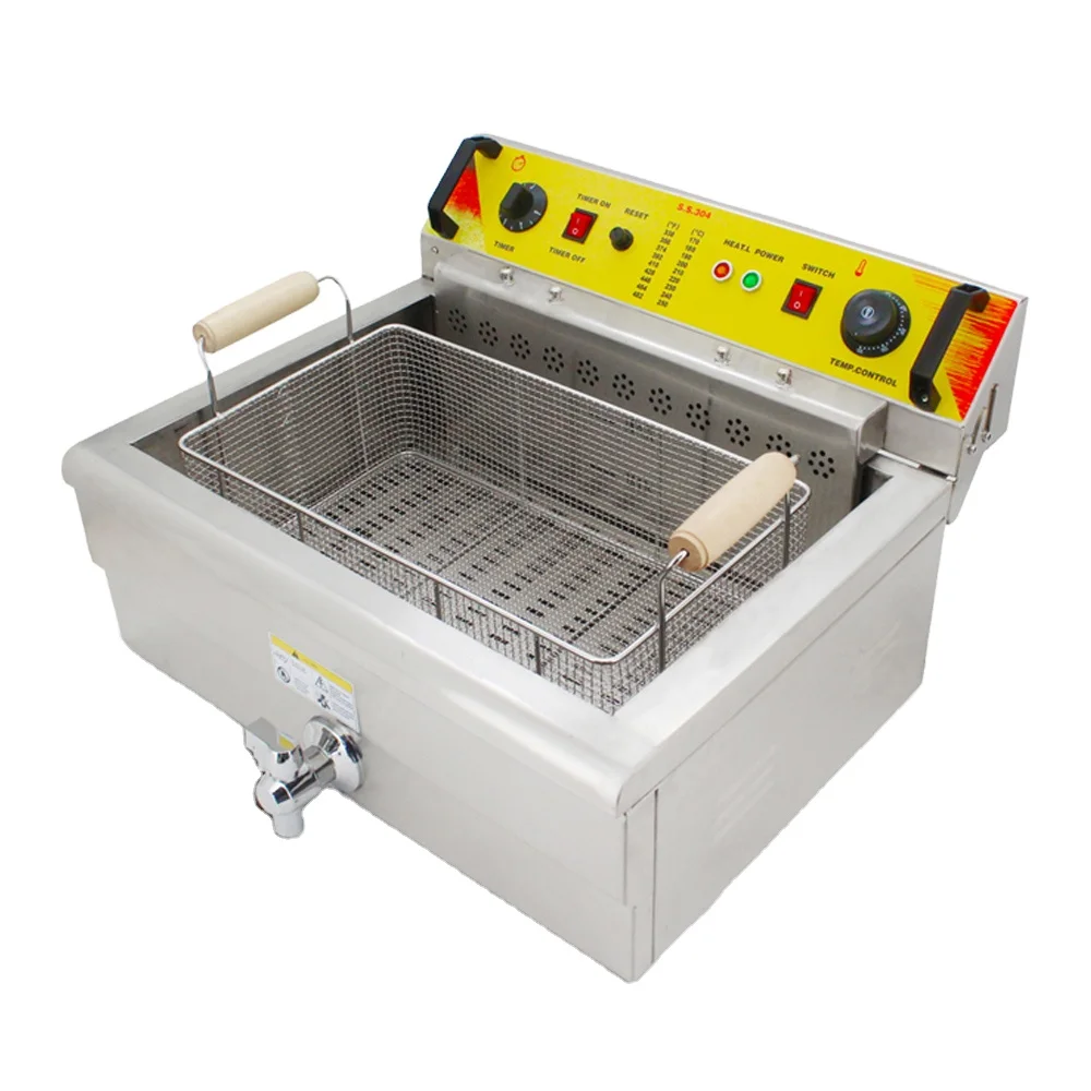 XEOLEO Commercial Timer Electric fryer Deep Tank French Fries stove Large Capacity Fried Dough fryer Fried chicken/snack fryer deep frying pan commercial stall electric fryer single cylinder single sieve deep frying pan large capacity french fries fryer f