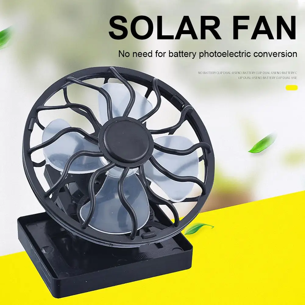 Solar Fan Protective Cover Cooling Desktop Clip Fan Square Base Power Energy Panel Cooling Cell Fan Camping for Kid Cooler