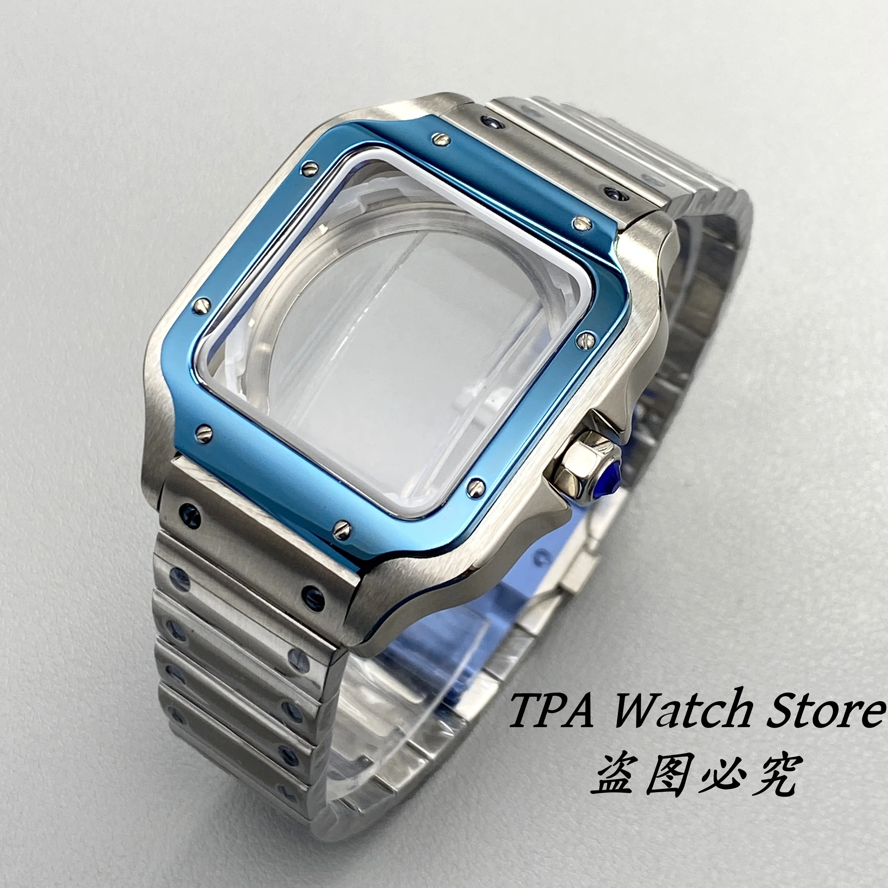 PVD Black Stainless Steel Square Watch Case - 38mm