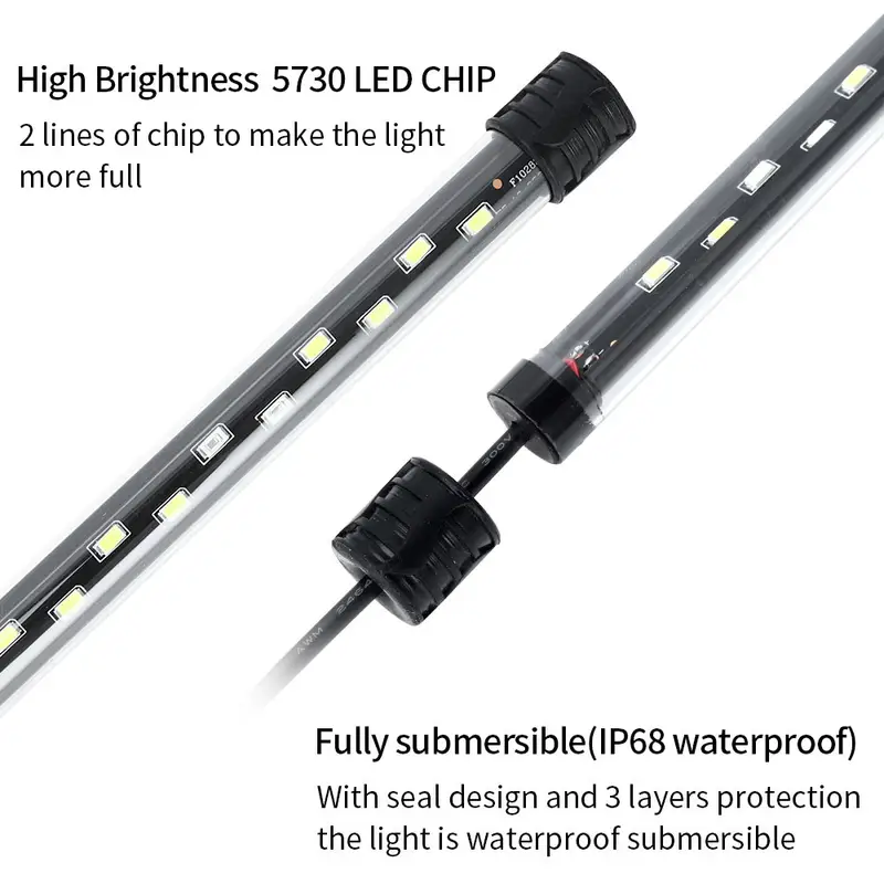 90-260V Aquarium Light LED Waterproof Fish Tank Clip Light Underwater Decor Lighting Submersible Lamp Plant Grow Lamp 18-58 CM - Image 3