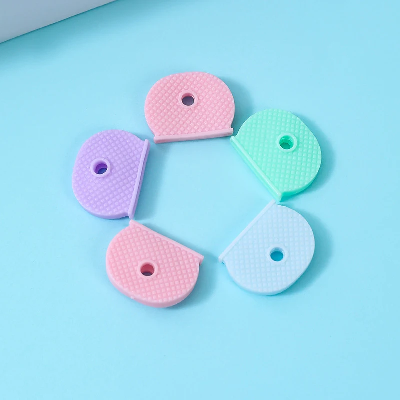 Silicone Elastic Key Cover Keychain Hollow Soft Key Locks Cover Waterproof Keys Cap Pendant Identification 10pcs
