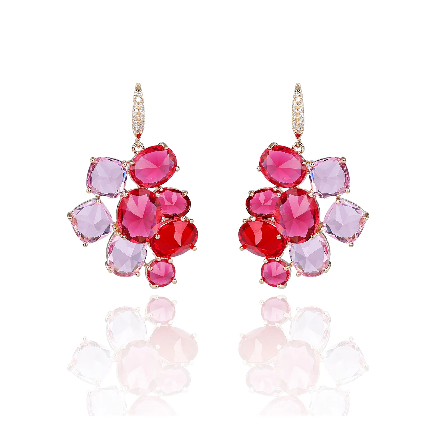 Full CZ Cubic Zirconia Grape Dangle Bridal Wedding Earring for Women Jewelry CE11217