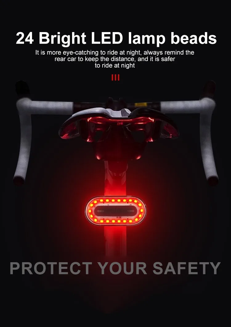 Bicycle Lights RGB Bike Tail Light 600 mAh 14 Lighting Mode Rainbow LED Warning