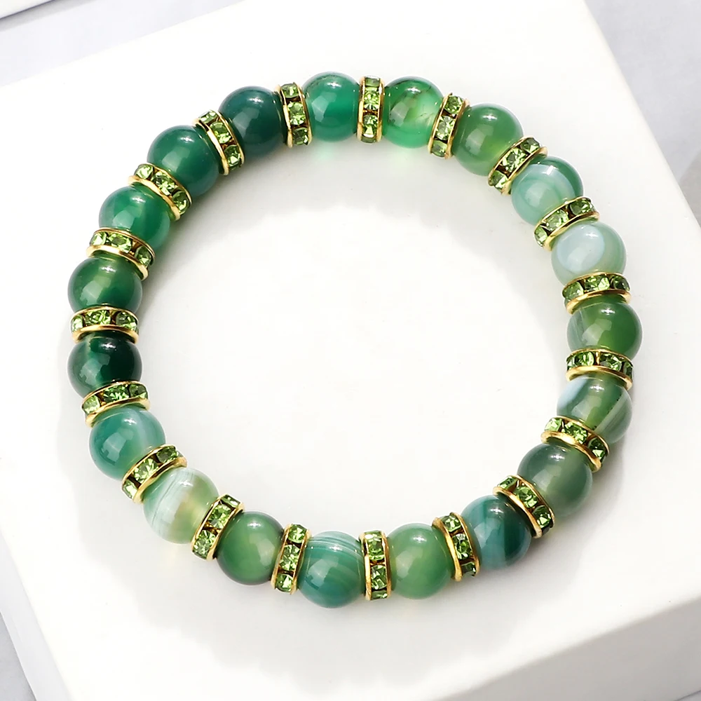 Natural Stone Round Beads Bracelets stone bead bracelet natural stone bracelet rope bracelet beaded bracelet crystal bracelet Women Men Elasticity Rope