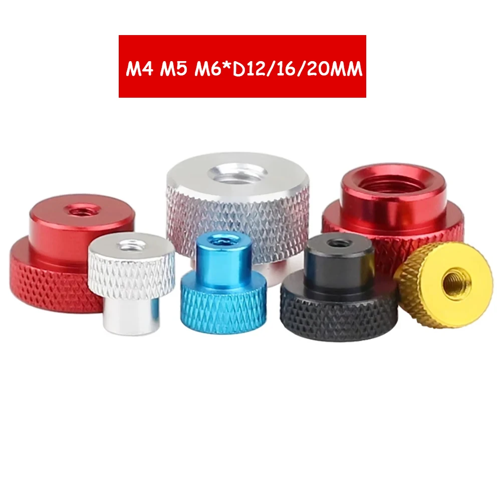 

1Pcs Through Hole Nut Aluminium Alloy Knurled Thumb Nuts M4 M5 M6*D12/16/20MM Hand Grip Knob Step Nut