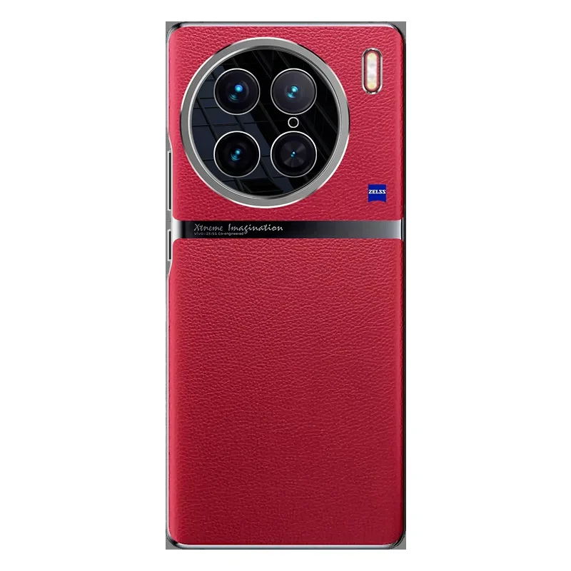 

For Vivo X90 Pro Original Case VIVO X 90 Cover Luxury Leather Lychee Texture Electroplated Shockproof PC Phone Case