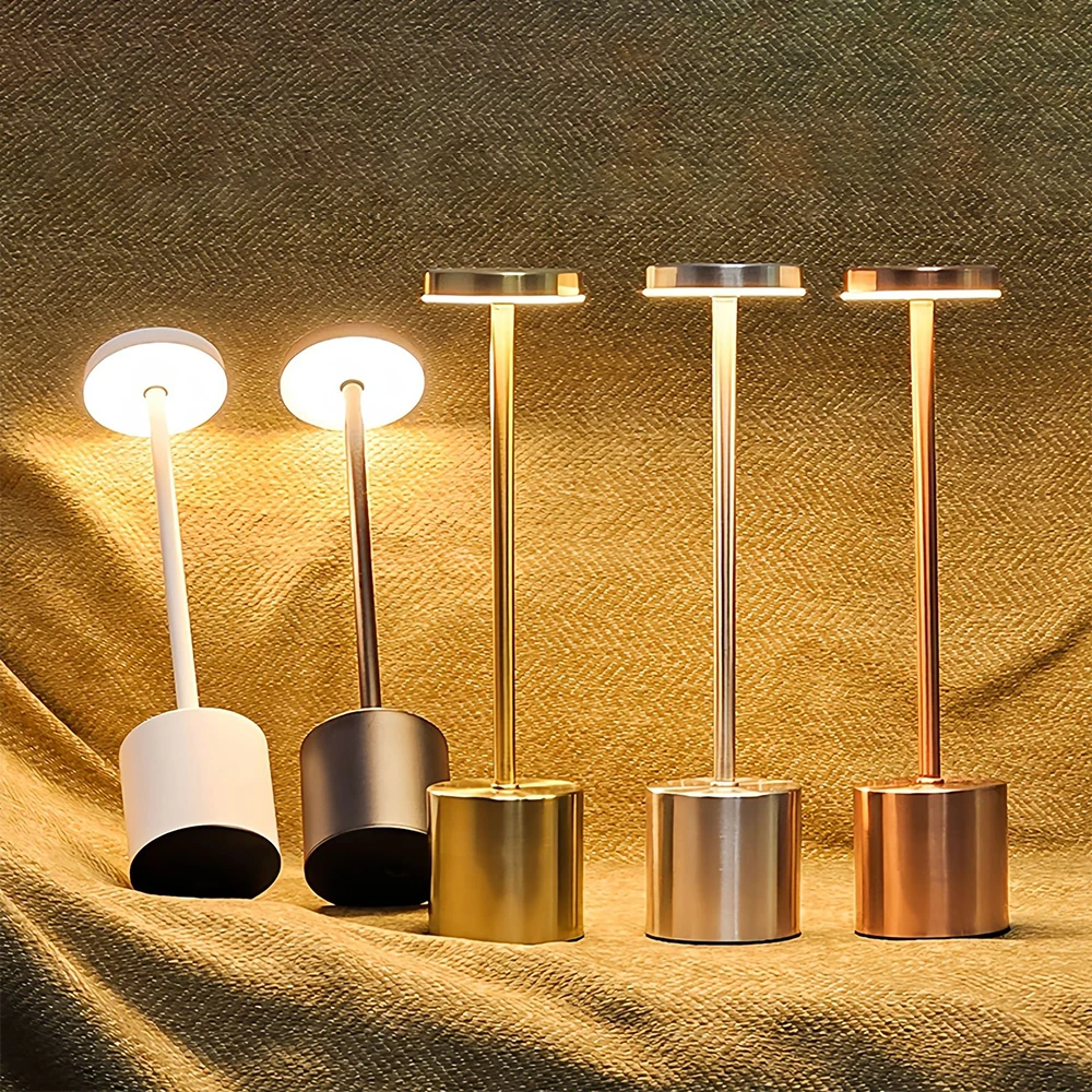 USB 충전식 LED 테이블 램프, 터치 스위치, 금속 책상 램프, 침대 옆 램프, 호텔 바, 침실 장식, 야간 조명, 3 가지 색상