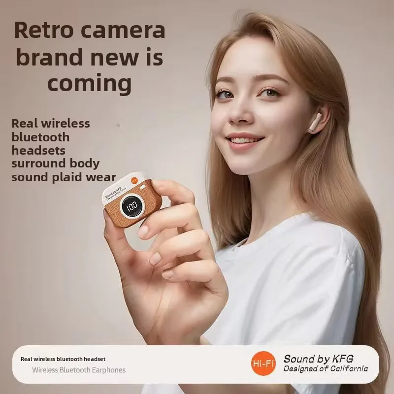 TWS Wireless Retro Earphone Sound By KFG ENC DT3 360°ACS 5.4 Bluetooth With Touch Control LED Power Display Sports Headset Gift 2