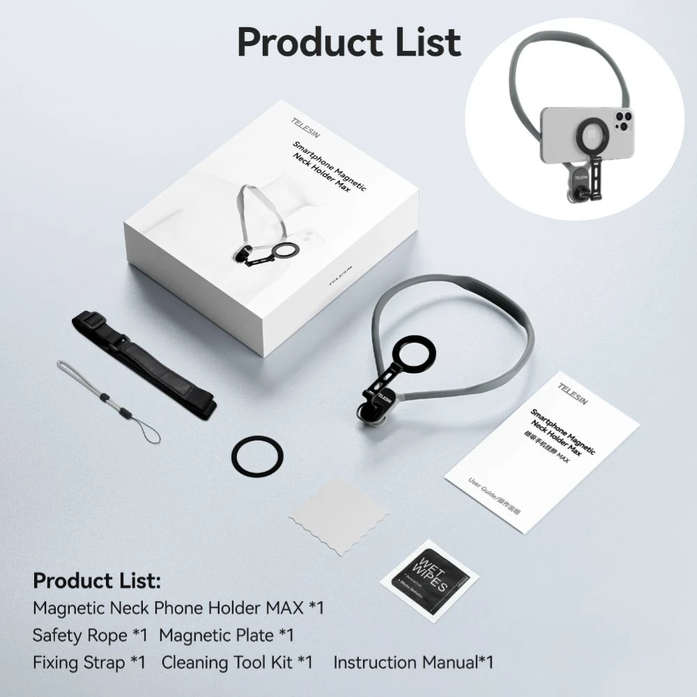 TELESIN Quick-Release Silicon Magsafe Neck Phone Holder