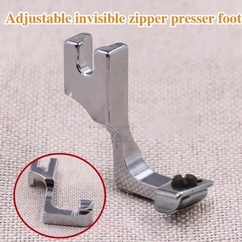Adjustable Invisible Zipper Presser Foot Unilateral Zipper Feet For Single Needle Lockstitch Industrial Sewing Machine Durable
