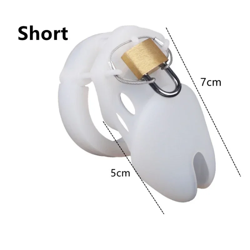 New Upgraded Silicone Male Cock Chastity Cage with 5 Sizes of Penis Rings To Prevent Cheating Short/Long Cock Cage Adult Product