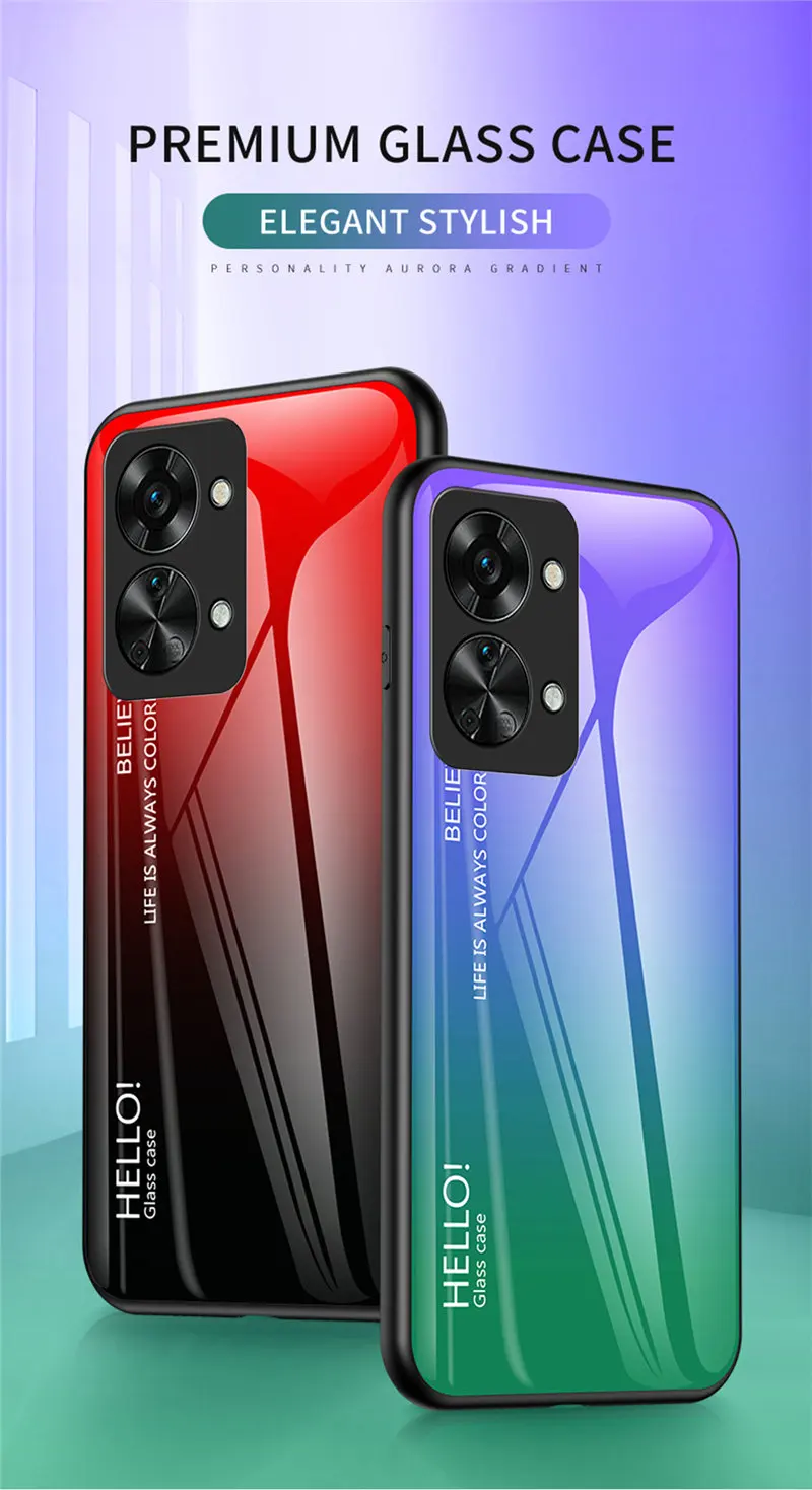 Gradient Tempered Glass Back Cover with Soft Silicon Bumper