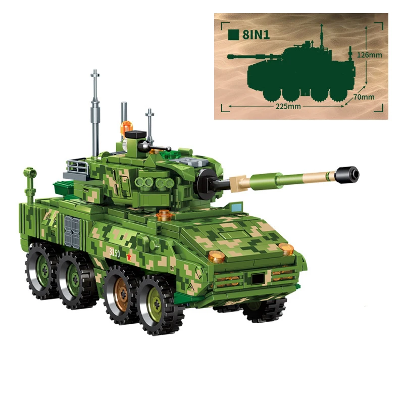 

WW2 Military Series ZTL11 Wheeled Armored Assault Vehicle Collect Ornaments Building Blocks Bricks Toys Gifts