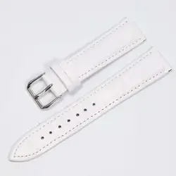 Premium Genuine Leather Watchbands with Steel Pin Buckle - High-Quality Wrist Strap Bracelet for 22mm (White silver)
