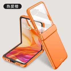 Ultra Protective Motorola Razr 50 Case - Skin-Friendly with Tempered Glass Hinge, All-Inclusive Shockproof Hard Cover for Razr 50Ultra (Orange)