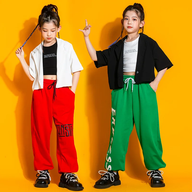 

Kids Hip Hop Street Dance Wear Dancewear Party Stage Outfits Dancing Clothes Jazz Ballroom Costumes for Girls Suit Jacket Jogger