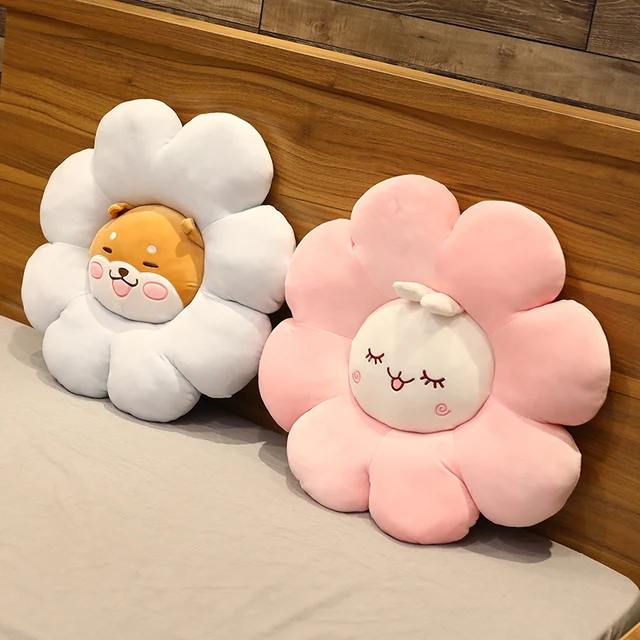 45/60/80cm Animals Flowers Combined Plushie Stuffed Cartoon Plant Pillow Bunny Pig Dino Soft Seat Cushion Props Decoration 6