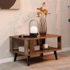 Small Coffee Table for Small Space, 2-Tier Wooden Center Table with Open Storage Shelf, Side Baffle, Easy Assembly 2