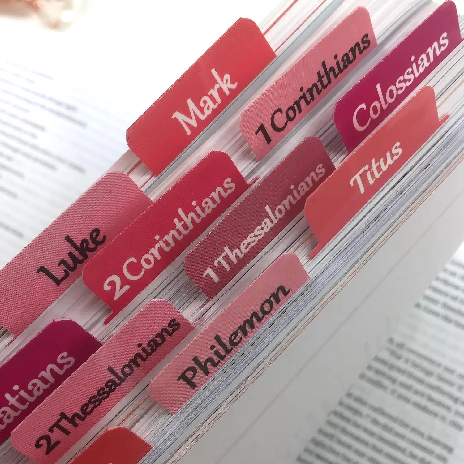 Rose Pink Bible Tabs Large Print Laminated Bible Tabs for Women and Girls Easy to Read Bible Book Tabs for Study Bible Index Tab 4
