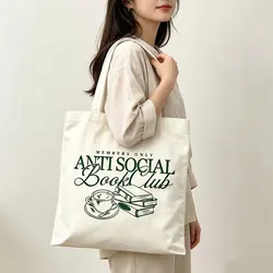 Chic Reusable Tote Bag with Love - Reader Design - Coffee and Book Graphics (WHITE)